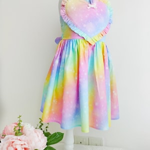 Pastel rainbow gradient hearts dress amoree dress valentine sundress toddler girl birthday party outfit photoshoot dress