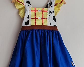 Handmade woody inspired Cow boy dress birthday clothing toy story toddler gift party outfit