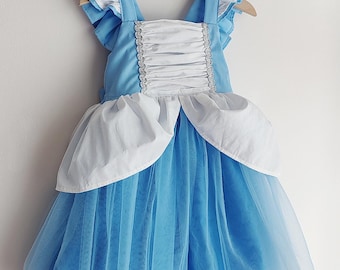 Handmade zu bestellen Cinderella Prinzessin Tüll Kleid Geburtstags-Party Halloween-Kostüm | Prinzessinnenkleid |Kleinkindkleid | Mädchenkleid|cinder girl