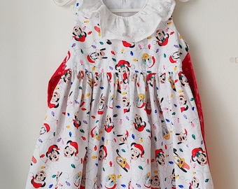 Handmade Christmas Disney Cotton Dress | Toddler Holiday Outfit