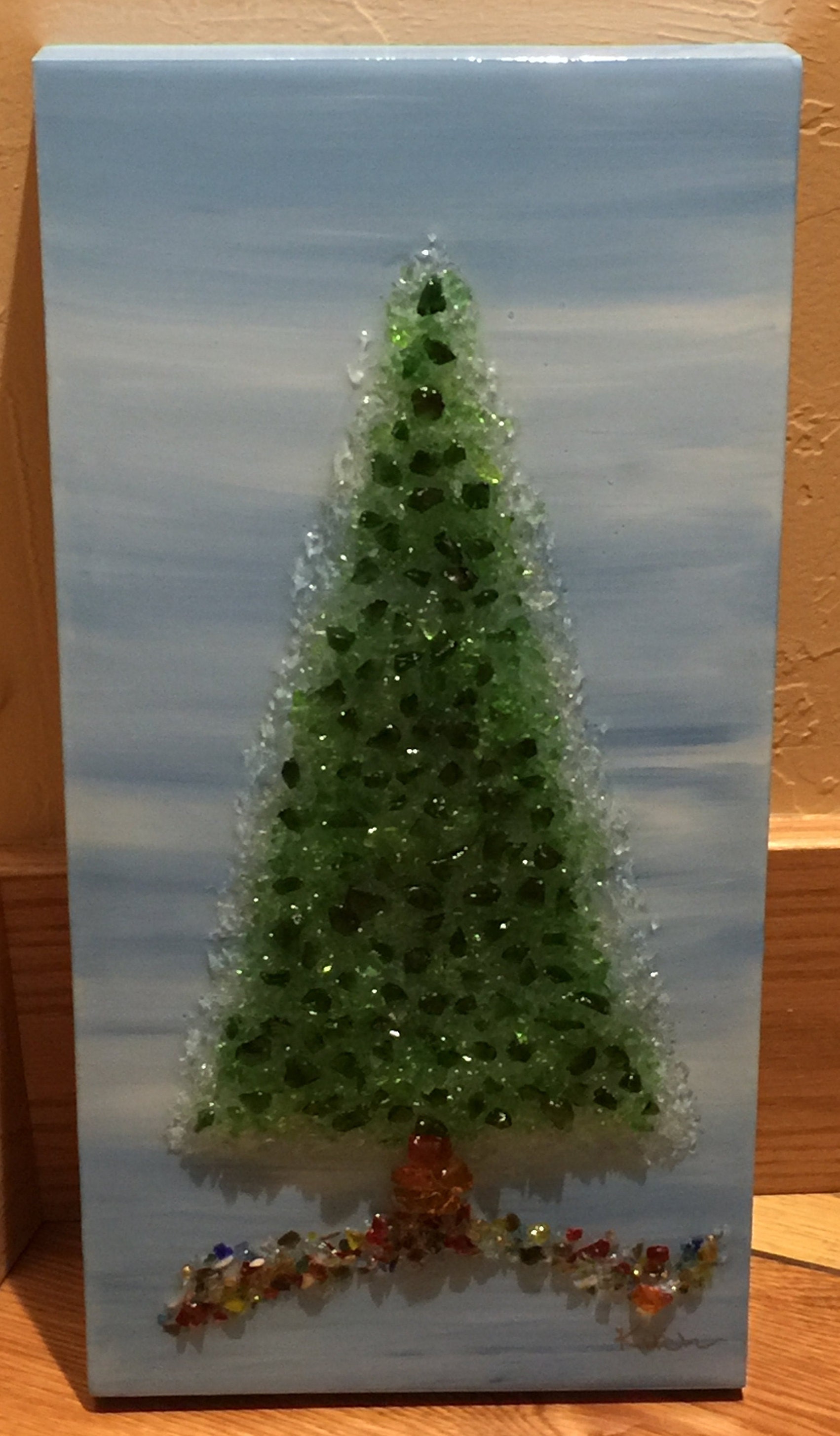 Christmas Tree in the Raw Crushed Glass Art Designs by | Etsy