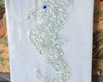 Seahorse - Crushed Glass Art- Designs by Kimberly*