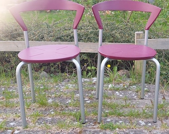 Duńskie wygięte krzesła do jadalni Krogh 2 w kolorze wina