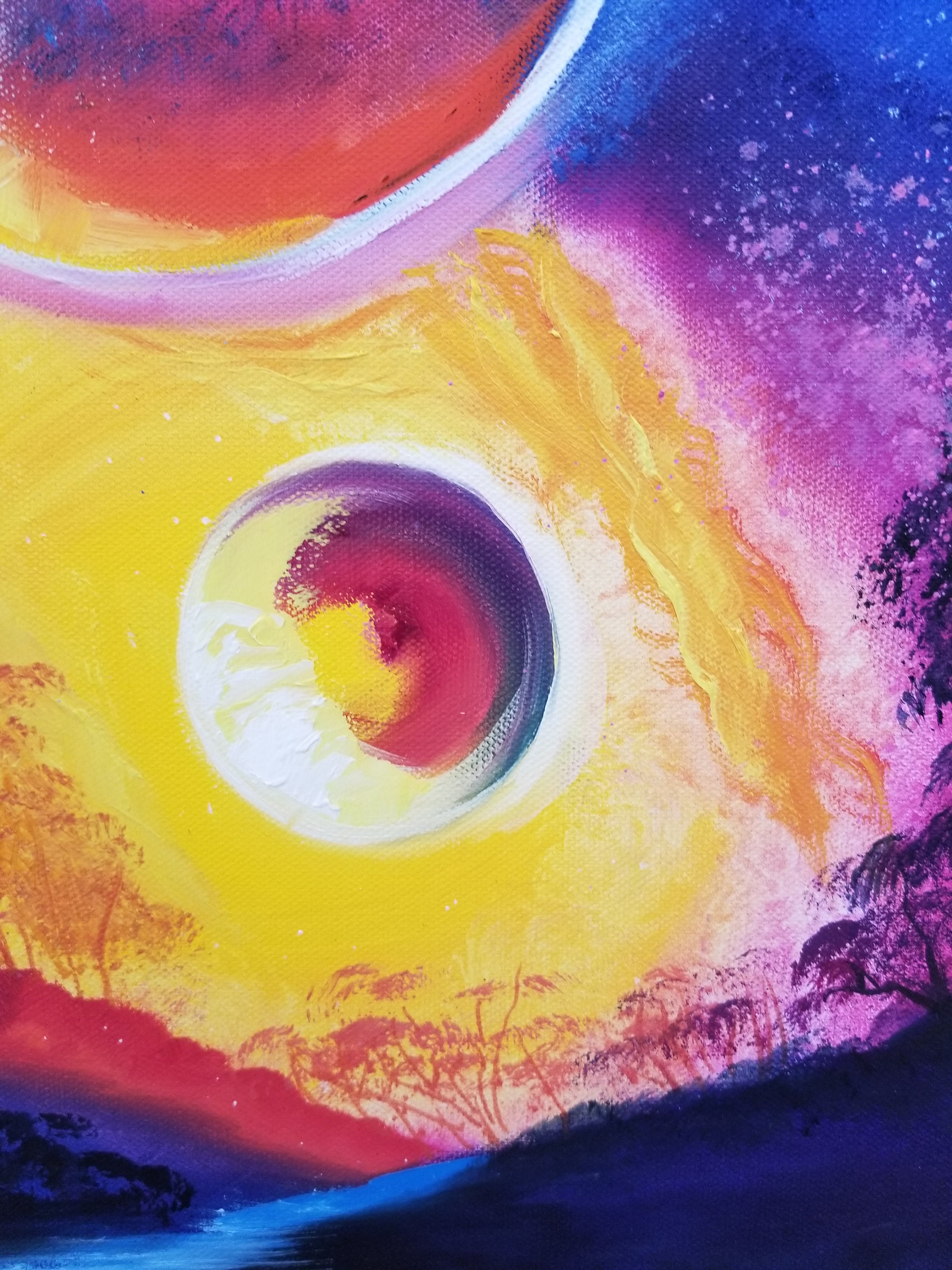 遠くの星の光 油絵 24x36 | 宇宙ファンタジーアート | 宇宙惑星星座