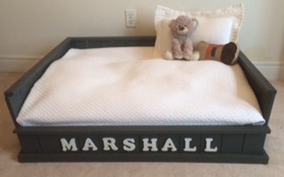 wooden dog bed