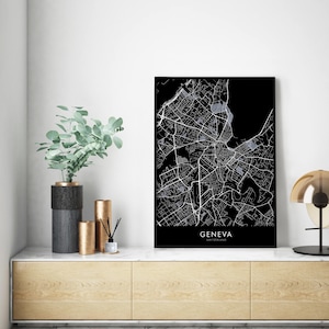 Geneva, Switzerland Art, City Map Print Wall Art | A4 A3 A2
