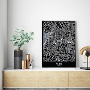 パリ、フランス アート、都市地図プリント ウォールアート | A4 A3 A2 A1
