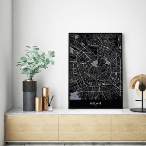 Milan Italy Art, City Map Print Wall Art | A4 A3 A2 A1