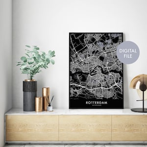 Rotterdam, Nederland Stadskaart Print Kunst aan de muur | Afdrukken Thuis | Digitaal downloadbestand