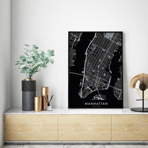Manhattan, New York Art, City Map Print Wall Art | A4 A3 A2 A1