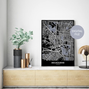Melbourne City Map Print Wall Art | Print at Home | Digital Download ...