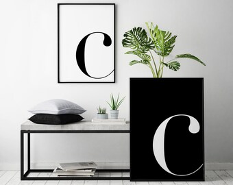 2 x Letter C Black & White Poster Prints | Print At Home | Digital Download File