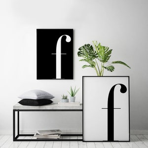 2 x Letra F Impresiones de póster en blanco y negro / Imprimir en casa / Descargar archivo digital