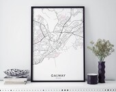 Galway, Ireland Art, City Map Print Wall Art A4 A3 A2 A1