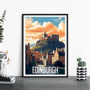 Edimburgo, Escocia, Arte de pared ilustrativo de viaje, 4 x 6 5 x 7 A4 A3 A2 A1