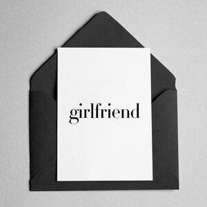 Girlfriend Greeting Card - Birthday, etc - Elegant Serif Font