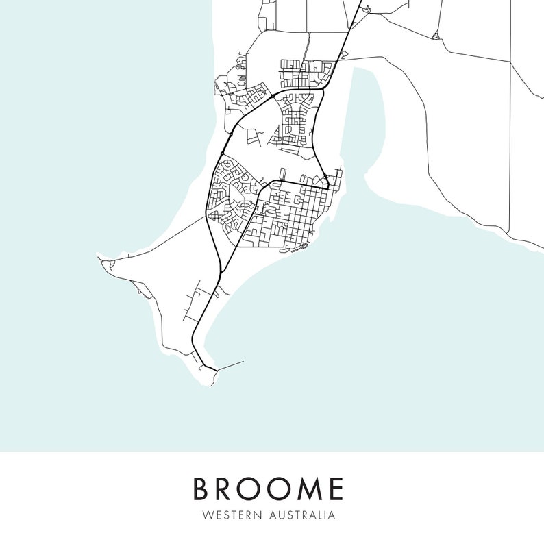 Print At Home Digital Download File Western Australia City Map Print Wall Art Broome