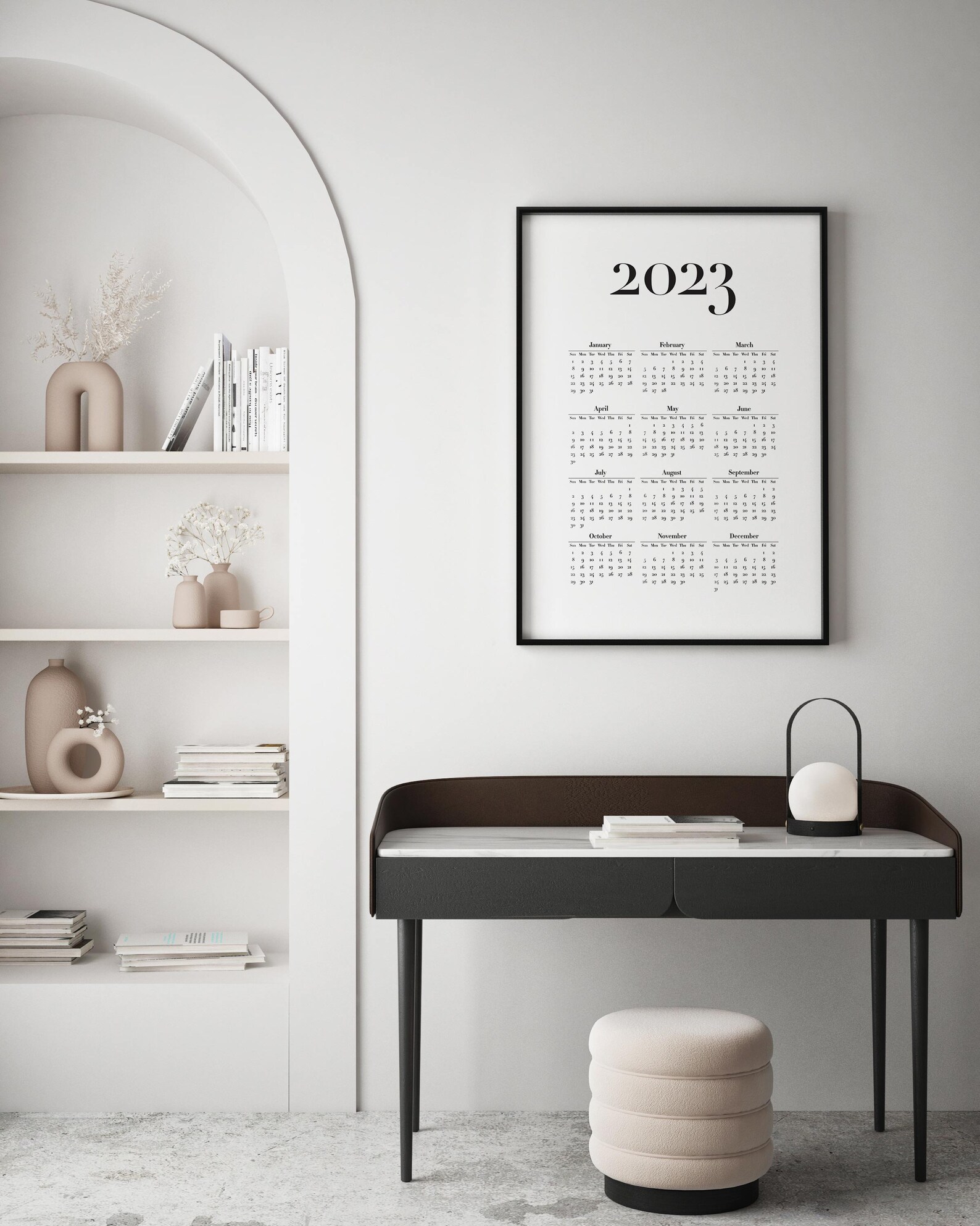 2023 Kalender Schwarz Weiß Text Poster Print Wall Art A4 A3 - Etsy Schweiz
