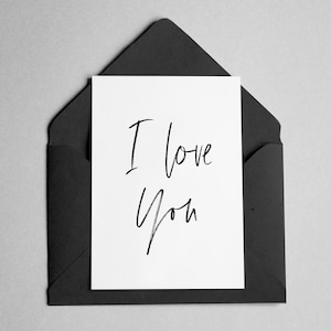 I Love You Card - Minimalist Brush Font