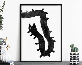 Cat-erpillar | Monochrome Black & White Abstract Print Wall Art | 4x6 5x7 A4 A3 A2 A1