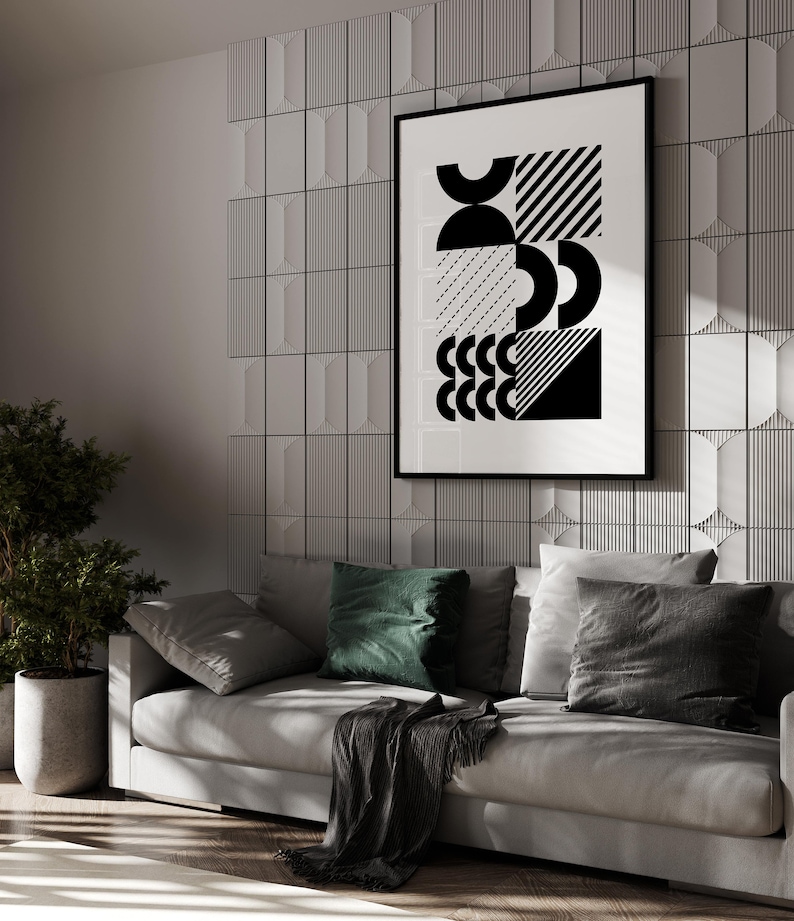 Stripes and Arches | Modern Geo Black & White Abstract Print Wall Art ...