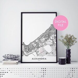 Alexandria, Egypt City Map Print Wall Art | Print At Home | Digital Download File