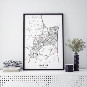 Napier, New Zealand Art, City Map Print Wall Art | A4 A3 A2 A1
