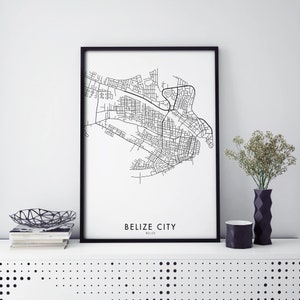 Belize City Art, Map Print Wall Art | A4 A3 A2 A1