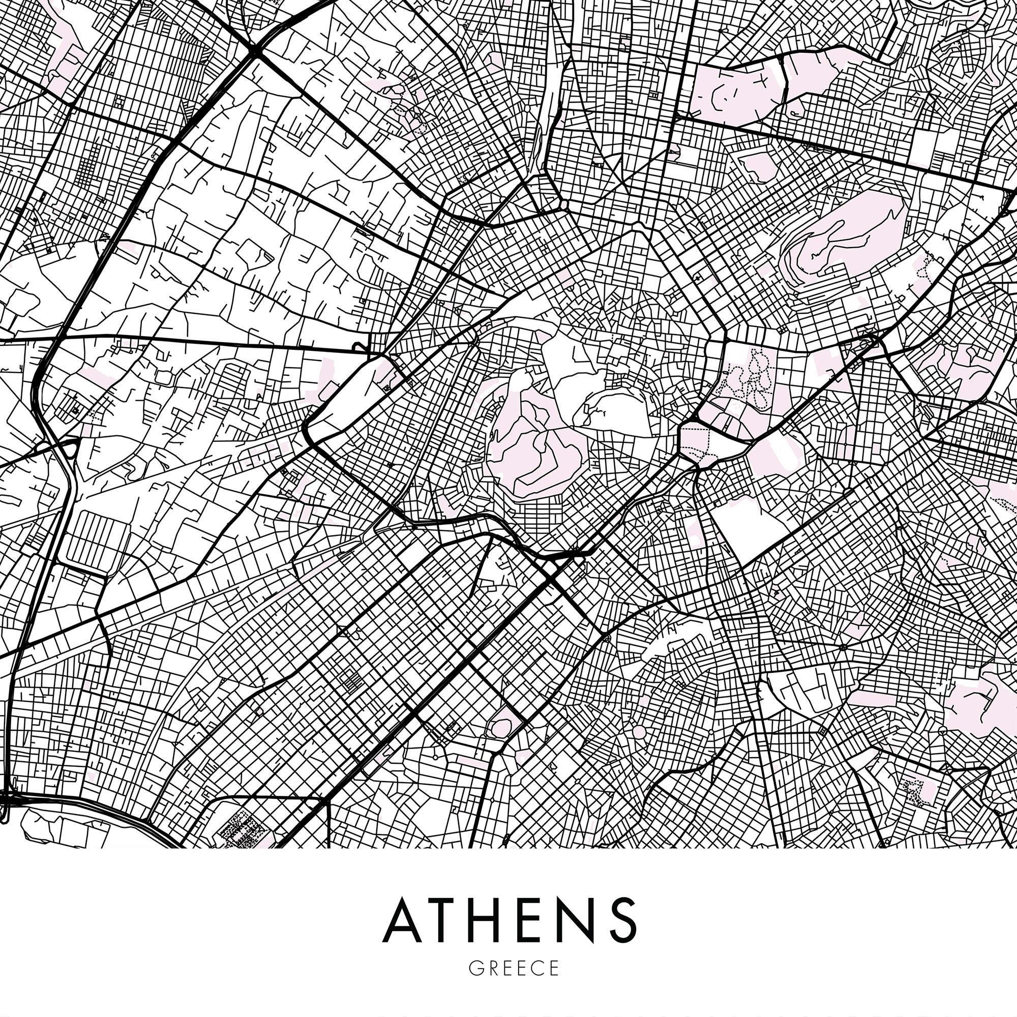 Athens, Greece City Map Print Wall Art | Print at Home | Digital ...