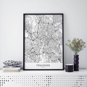 Toulouse, Frankreich Kunst, Stadtplan Druck Wandkunst | A4 A3 A2 A1