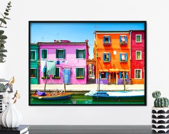 Burano Brights, Venice, Italy Print Wall Art | A4 A3 A2 A1