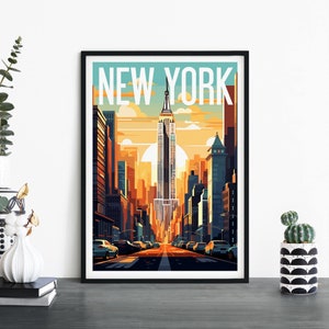 Ciudad de Nueva York, Arte de pared ilustrativo de viaje, 4 x 6 5 x 7 A4 A3 A2 A1