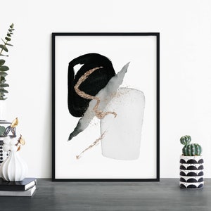 Black & Gold Abstract Print Wall Art | 4x6 5x7 A4 A3 A2 A1