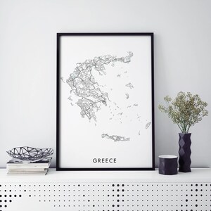 Griechenland Kunst, Landkarte Druck Wandkunst | A4 A3 A2 A1