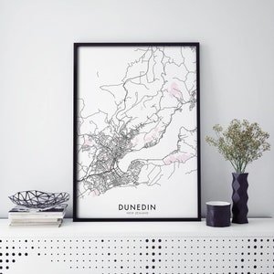 Dunedin, Neuseeland Stadt karte Druck Wandkunst Poster | A4 A3 A2 A1
