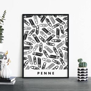 Impresión ilustrativa de penne / pasta para pared / 4x6 5x7 A4 A3 A2 A1