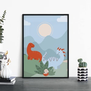 Dinosaur Poster Print Wall Art / Niños Niños Niños Niñas Guardería Dormitorio / A4 A3 A2 A1