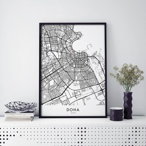 ドーハ、カタール アート、都市地図プリント ウォール アート | A4 A3 A2 A1