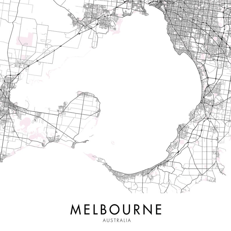 Melbourne Victoria Australia City Map Print Wall Art Print Etsy