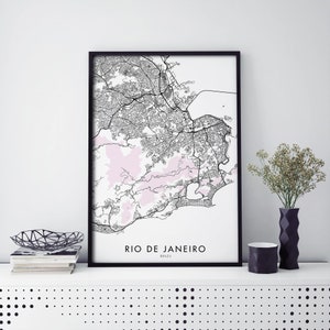Rio de Janeiro, Copacabana, Brasil Arte, Impressão de mapa da cidade Arte em parede | A4 A3 A2 A1