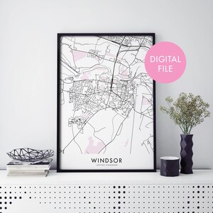 Windsor, Uk United Kingdom Stadtplan Druck Wandkunst | Druck zu Hause | Digital Download Datei