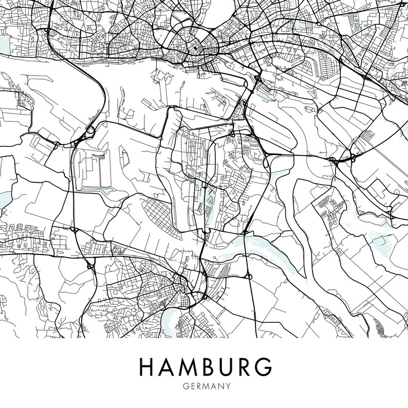Hamburg Germany City Map Print Wall Art Print at Home - Etsy