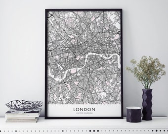 London, England UK Art, City Map Print Wall Art | A4 A3 A2 A1