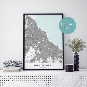 Buenos Aires, Argentina City Map Print Wall Art | Print At Home | Digital Download File
