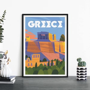 Grecia / Arte ilustrativo de la pared de la impresión de viajes / 4x6 5x7 A4 A3 A2 A1
