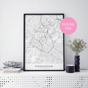 Birmingham, Uk, United Kingdom Stadt karte Druck Wandkunst | Druck zu Hause | Digital Download Datei