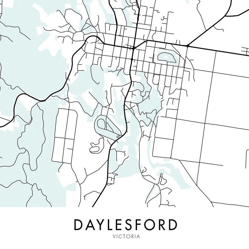 Daylesford Victoria Australia Art City Map Print Wall Art Etsy