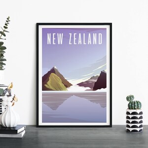 Fiordland, Nueva Zelanda, Arte de pared ilustrativo de impresión de viaje, 4 x 6 5 x 7 A4 A3 A2 A1