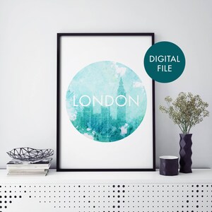 London, Big Ben Watercolour Print Wall Art | Print At Home | Digital Download File