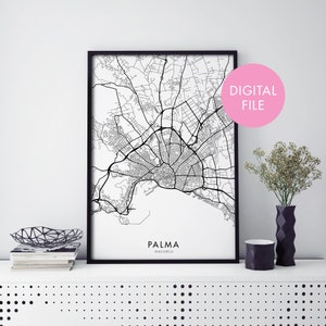 Palma, Maiorca, Maiorca, Spagna Mappa della città Stampa Murale Arte / Stampa a casa / Digital Download File